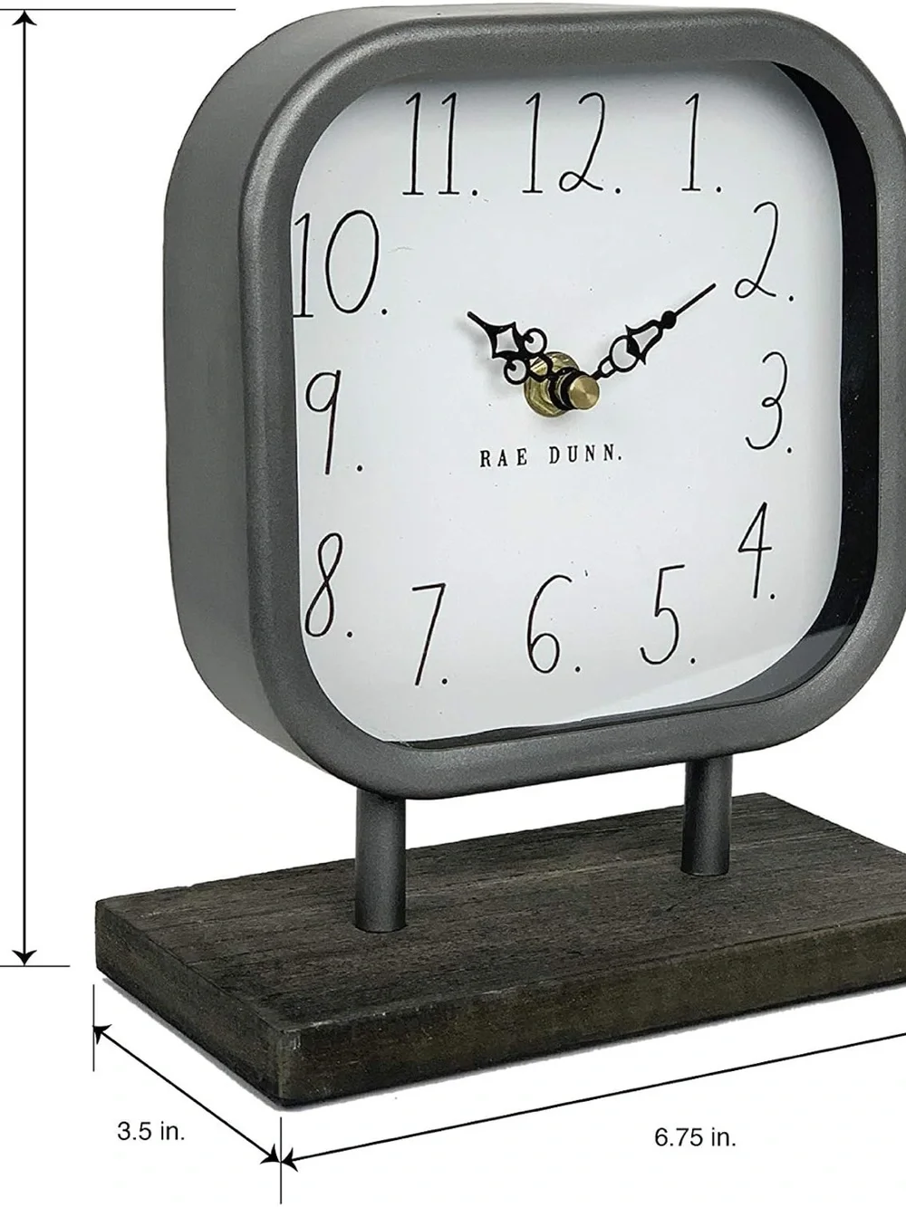 Rae Dunn White Face Clock with Gray Frame and Black Hands